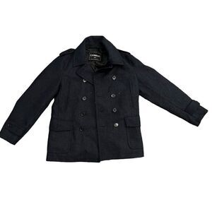 EXPRESS Men’s Black & Blue Wool Blend Peacoat Size S